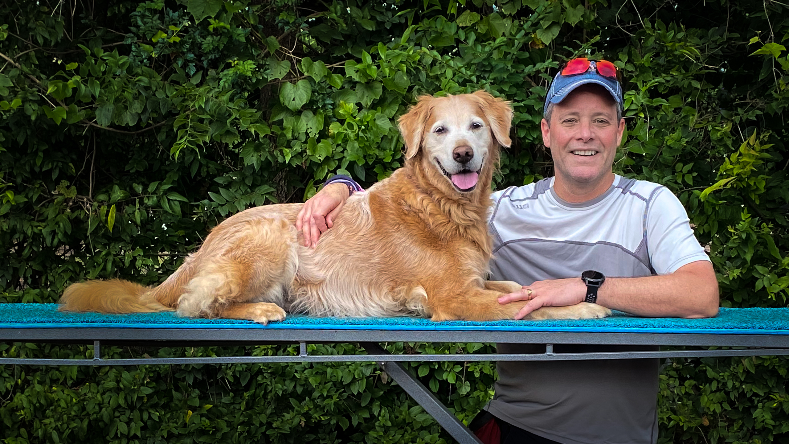 Matt and Ruby on the dog walk